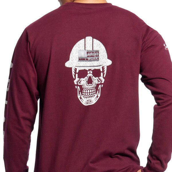 Ariat FR Roughneck Skull Logo T-Shirt in Malbec